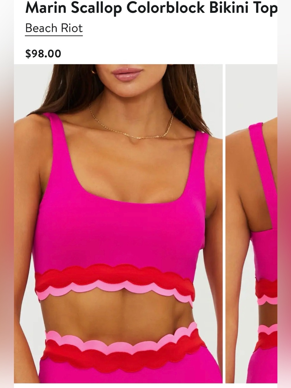 Beach Riot NEW Marin Scallop Colorblock Bikini Top Size Large
